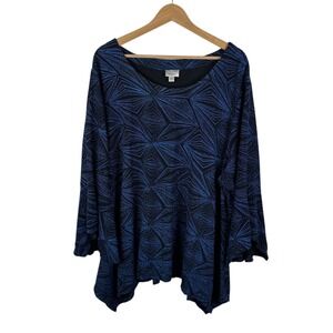 Avenue Sparkly Tunic Top Size 30/32 Hanky Hem Asymmetrical Stretch Glitter Party